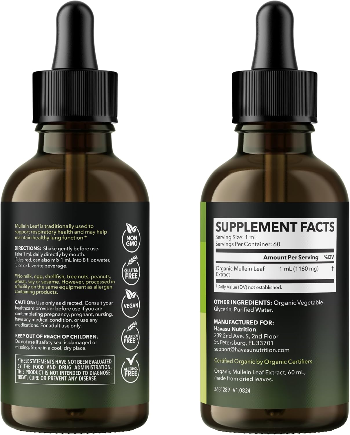 Mullein Drops for Lungs, USDA Organic Mullein Leaf Extract, 2 Fl Oz | Respiratory Health and Lung Support Supplement, 2 Fl Oz, Vegan, Non-GMO, and Alcohol Free, Herbal Tincture, 60 Servings Gsupps Australia