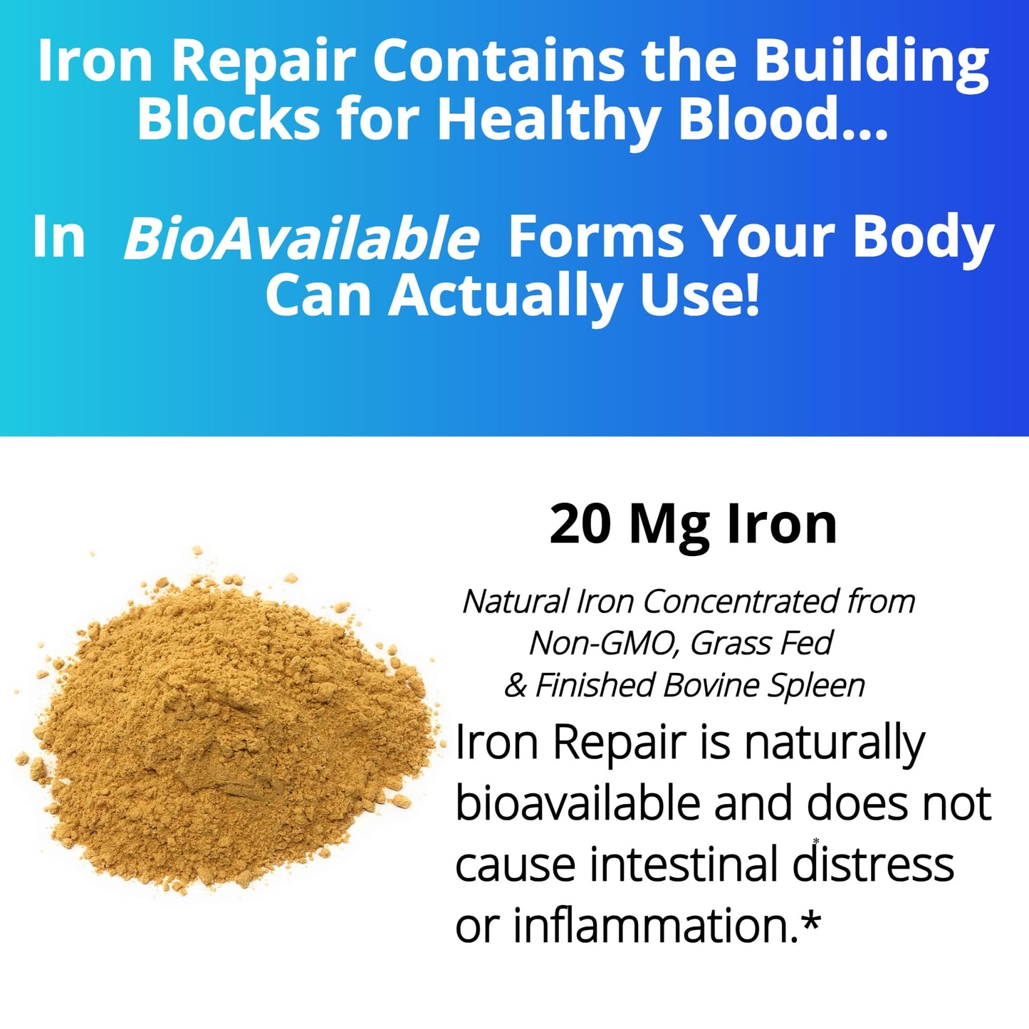 Iron Repair Simply Natural Iron Supplement, Best Absorption & Gentle on Stomach, Monash Low FODMAP, Raise Hemoglobin & Ferritin Iron Pills for Women, Men, Teens Three Arrows