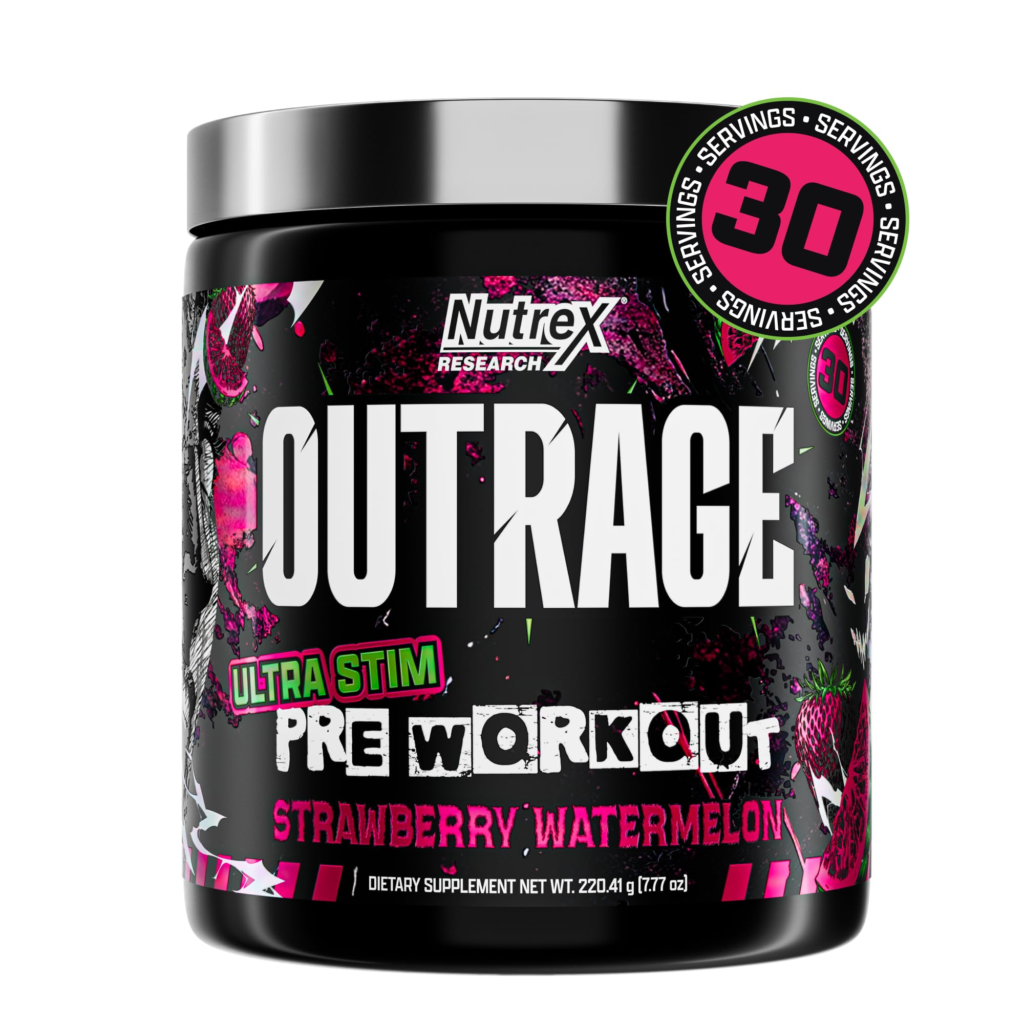 Outrage Ultra HIGH STIM Pre-Workout Powder for Men | 400mg Caffeine, L-Citrulline, Beta-Alanine, Creatine | Extreme Energy, Focus, Strength & Endurance Nutrex Research buy australia supplements