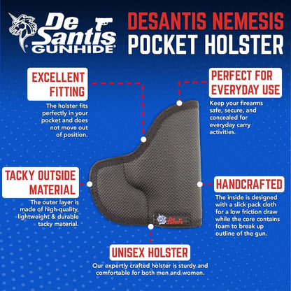 DeSantis Nemesis - Gun Pocket Holsters for Concealed Carry, Concealed Pocket Holster for Pistols, Revolvers, Soft, Designed for Comfort & Discreet Carry, Ambidextrous Gsupps Australia