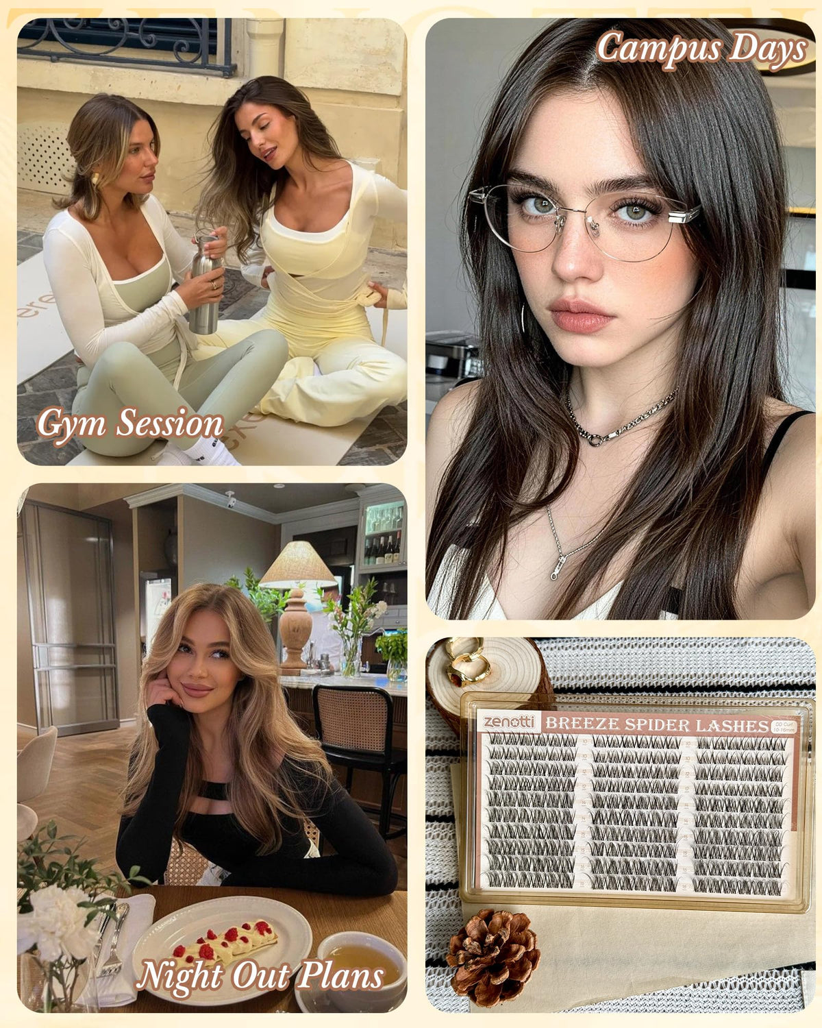 Spider Breeze Lash Clusters DD Curl 180PCS Natural Eyelash Clusters Wispy Cluster Eyelash Extensions Breeze Venus Lashes Cluster with Invisible Band Kim K Style Eyelash Extensions by zenotti zenotti