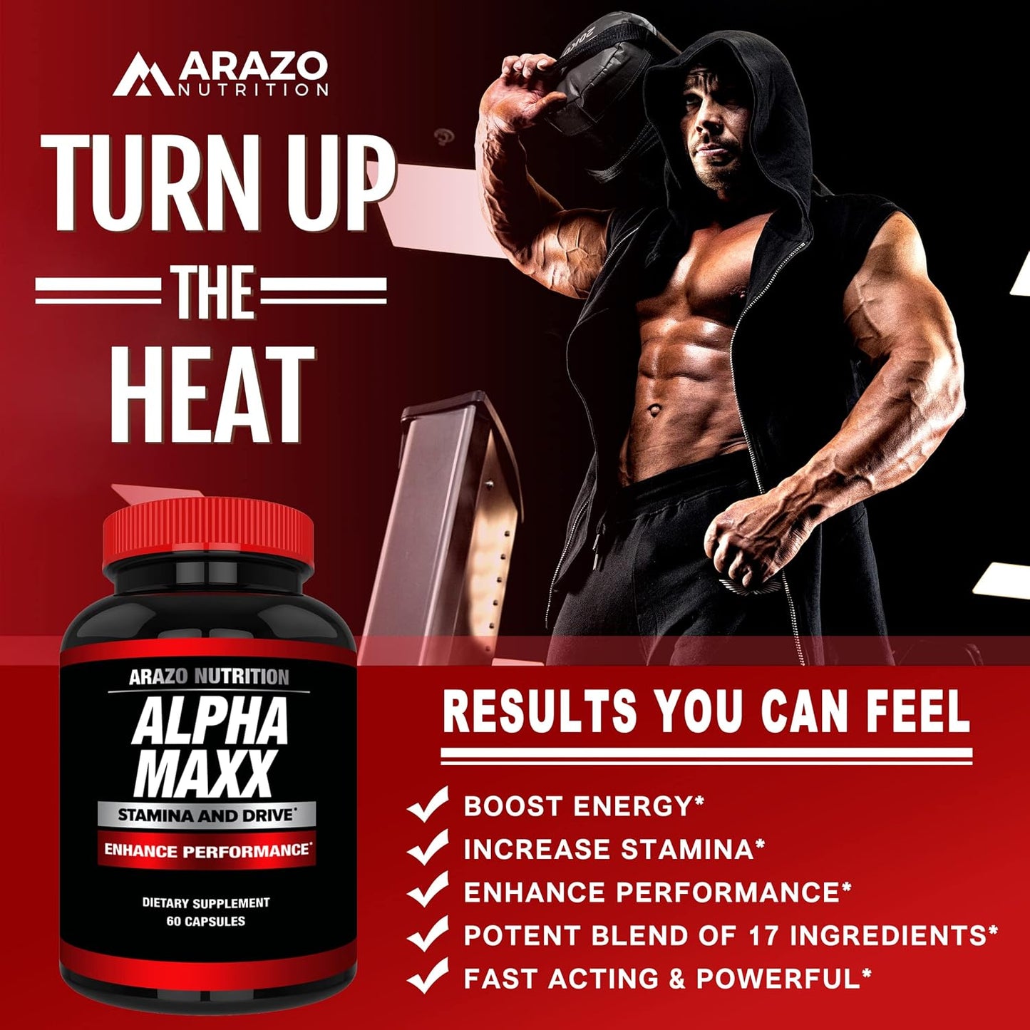 Arazo Nutrition Alphamaxx Health Supplement - Ginseng, Muira Puama, Tribulus Terrestris - 60 Herbal Pill Gsupps Australia