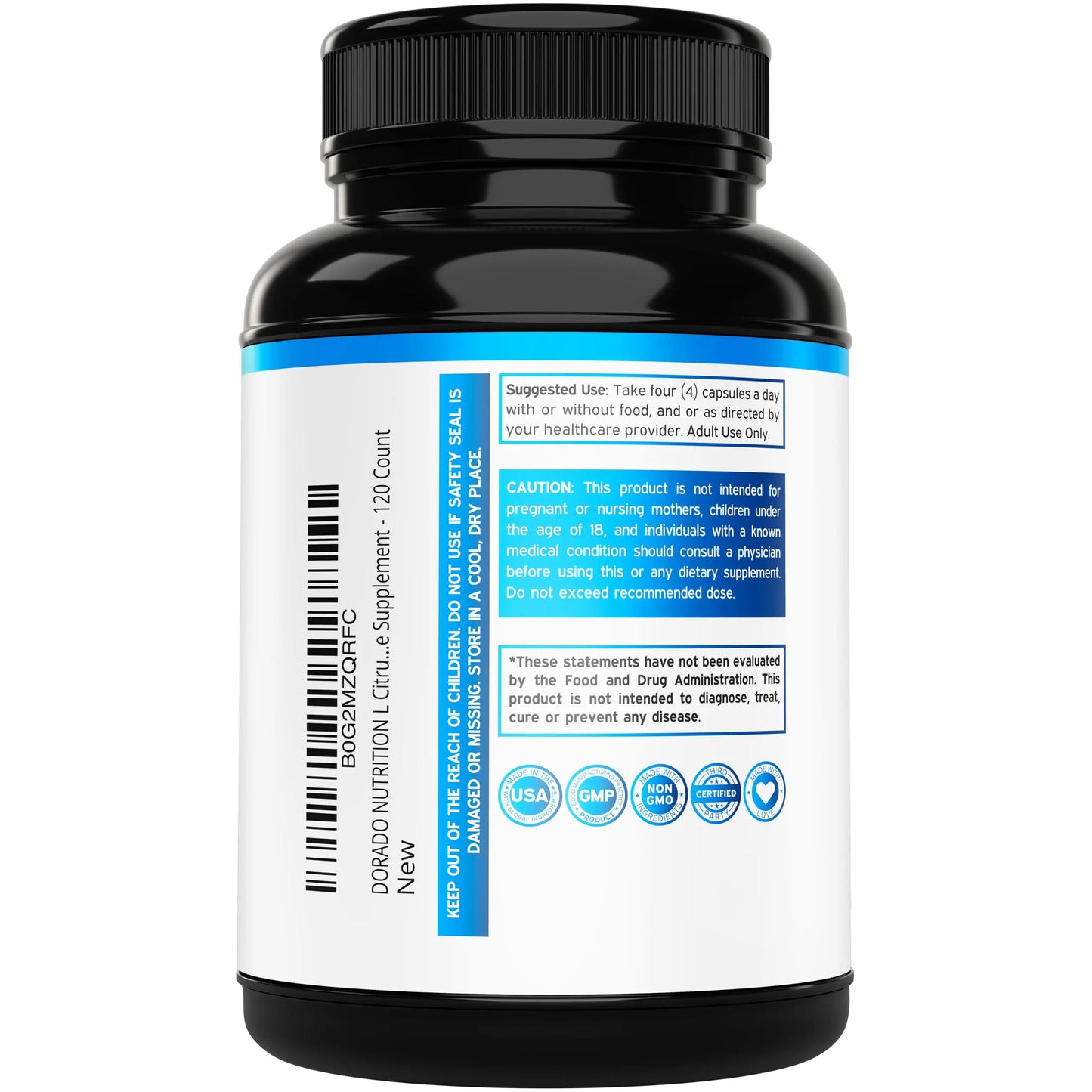 L Citrulline 3000mg Supplement (120 Capsules) Support L Arginine & Nitric Oxide Pills - L-Citrulline For Men & Women - Muscle Recovery & Pump Supplement - 3rd Party Tested DORADO NUTRITION