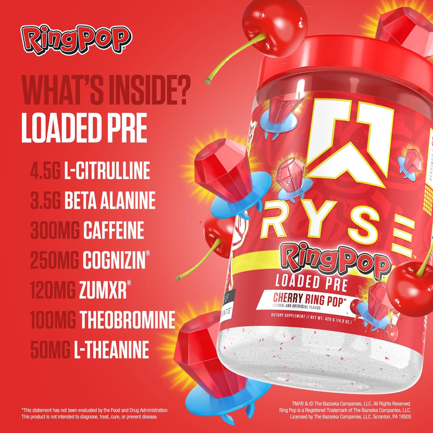 RYSE Loaded Pre Workout Powder - Strawberry Squeeze - Daily Pre-Workout for Men & Women with 390mg Caffeine, Beta Alanine, and Citrulline for Pump, Focus, and Energy - 30 Servings