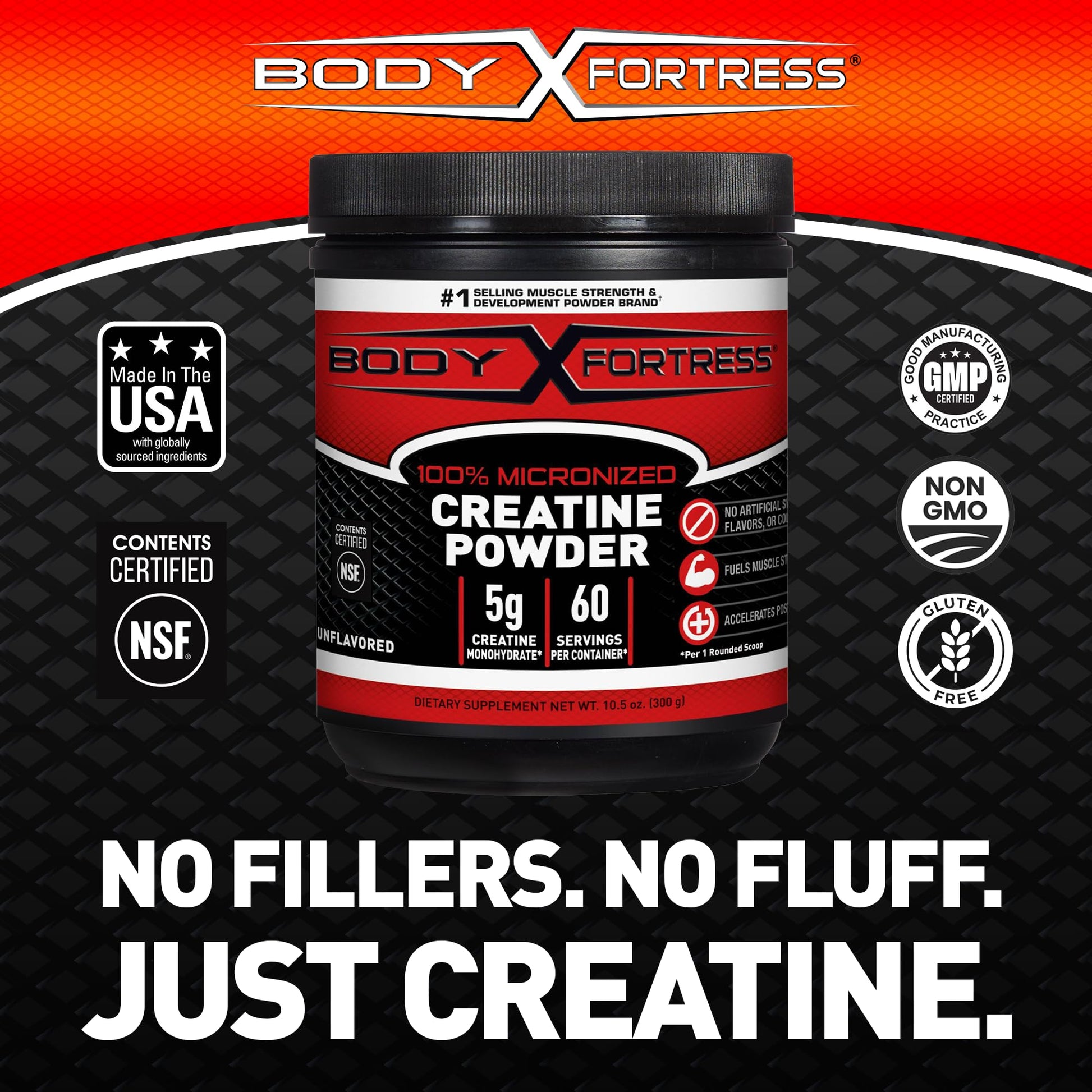 Body Fortress 100% Creatine Monohydrate Powder - Unflavored Micronized Creatine Supplement for Muscle Growth, Strength & Recovery, Pre Workout & Post Workout for Women and Men - 5g Per Scoop Body Fortress buy australia supplements