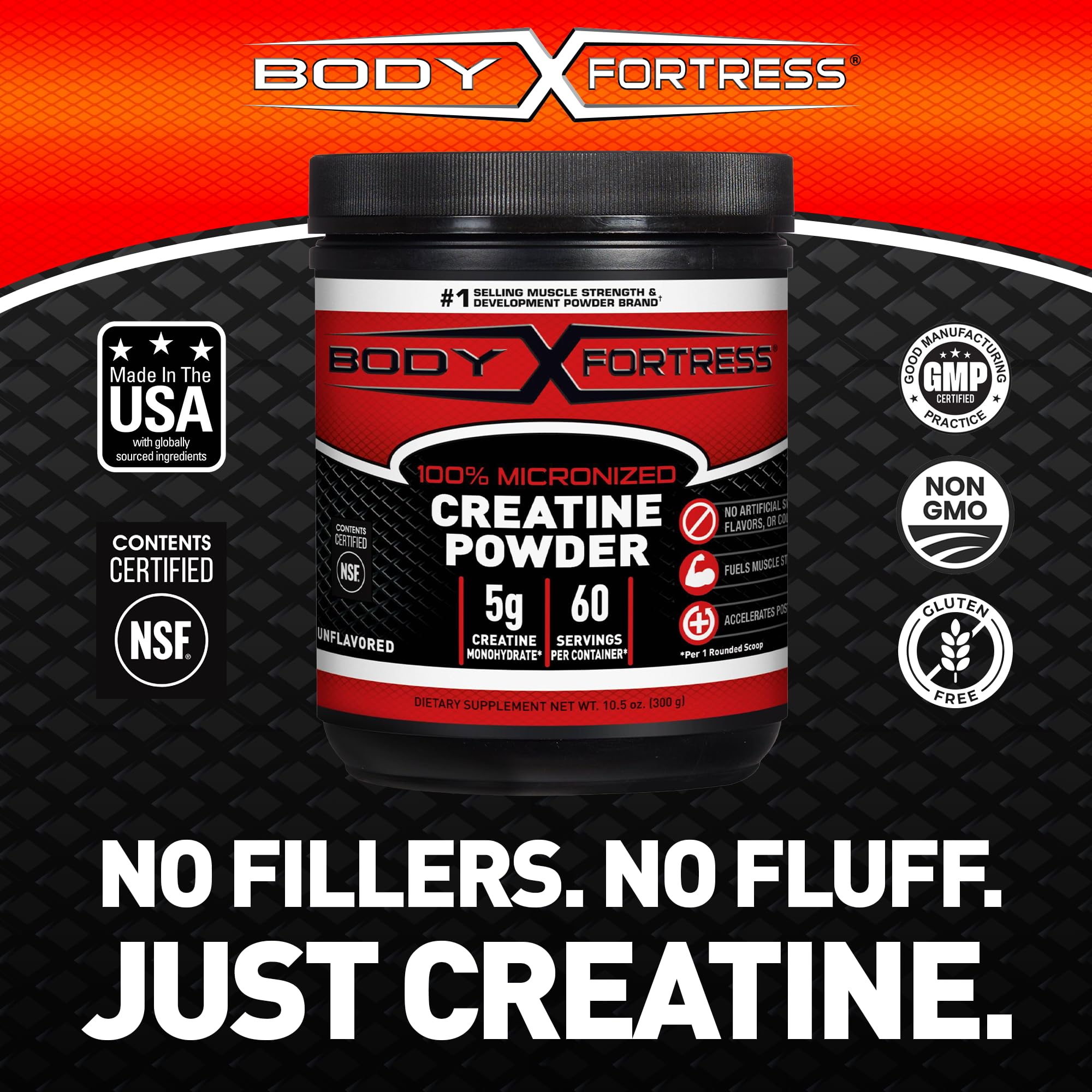Body Fortress 100% Creatine Monohydrate Powder - Unflavored Micronized Creatine Supplement for Muscle Growth, Strength & Recovery, Pre Workout & Post Workout for Women and Men - 5g Per Scoop Body Fortress buy australia supplements