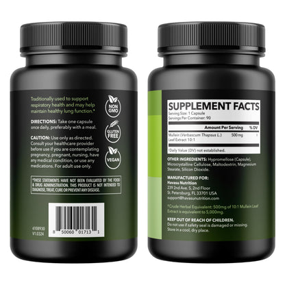 500mg Mullein Extract for Lung Support and Respiratory Health, 30 Count | Mullein Leaf Capsules for Respiratory Health, Vegan, Non-GMO Herbal Supplement for Overall Daily Wellness, 1 Month Supply Gsupps Australia