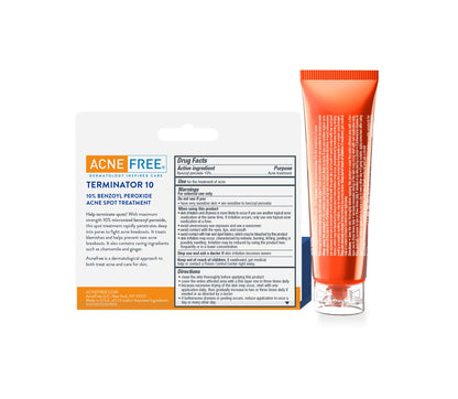 AcneFree Terminator 10 Acne Spot Treatment with Benzoyl Peroxide 10% Maximum Strength Acne Cream Treatment, 1 Ounce - Pack Of 1 AcneFree