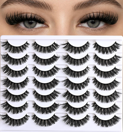 APCYUST Lashes Volume Mink Eyelashes 14 Pairs Cateye Lash Strips Wispy Cat Eye Lashes Natural Look Short Thick Fluffy False Strip Eyelash Full Small Fake Lashes Pack Black Pestañas Postizas for Women APCYUST