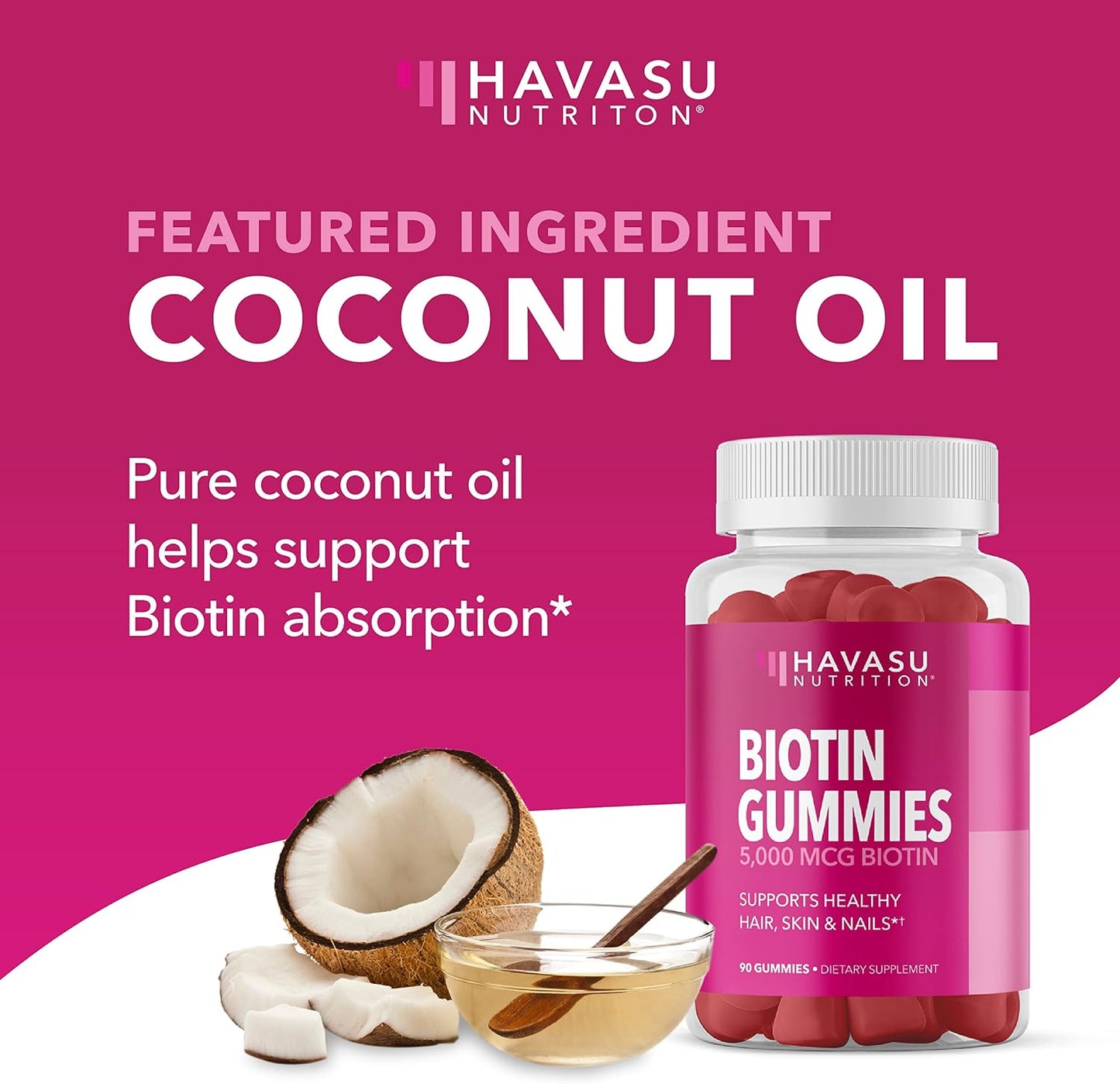 Biotin Gummies 5000mcg Per Serving for Hair, Skin & Nails, Strawberry, 90ct | Non-GMO and Gluten Free 5000mcg Biotin Gummies for Women and Men, GLP-1 Nutritional Support for Hair Health, 45 Servings Gsupps Australia