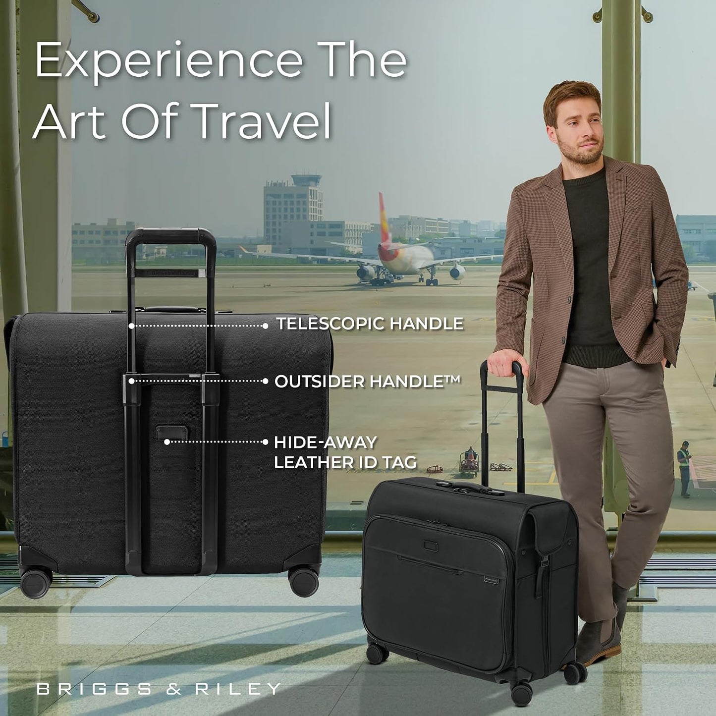 Briggs & Riley Deluxe Wardrobe Spinner - Checked Luggage for Travel, Suitcases with Wheels, Softside Rolling Bag for Men & Women, Built in Hook for Clothes - Baseline Collection, Black Gsupps Australia