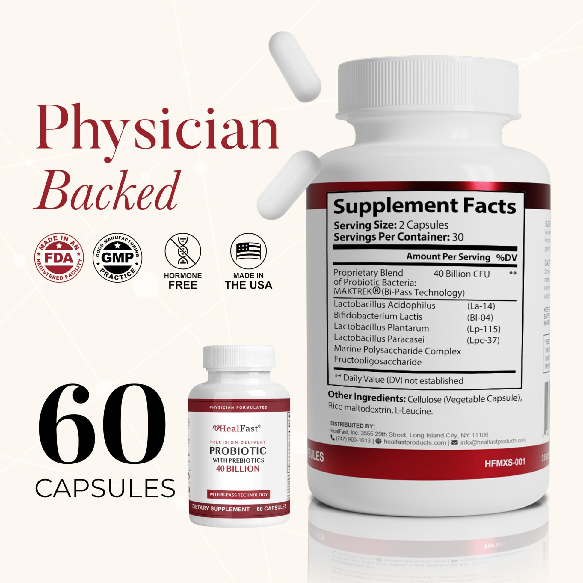 HealFast Physician Formulated Probiotic Supplement - 40 Billion CFU - Live Prebiotics and Probiotics for Men and Women - Probiotics for Gut Health - Non-GMO and Vegan - 30 Day Supply HealFast buy australia supplements
