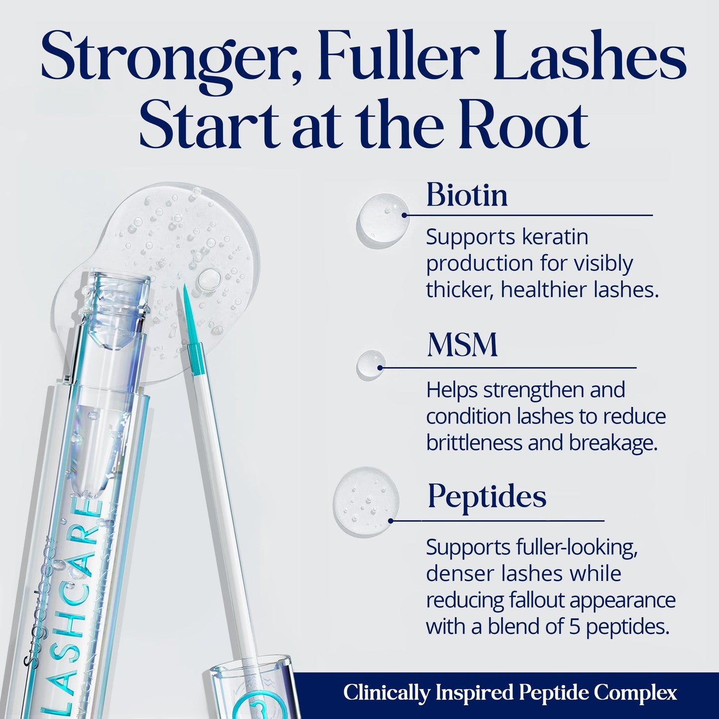 SugarbearPRO LashCare Vitamin Serum with Peptides MSM and Biotin | Vegan Formula | 3 Month Supply for Fuller Healthier Looking Lashes