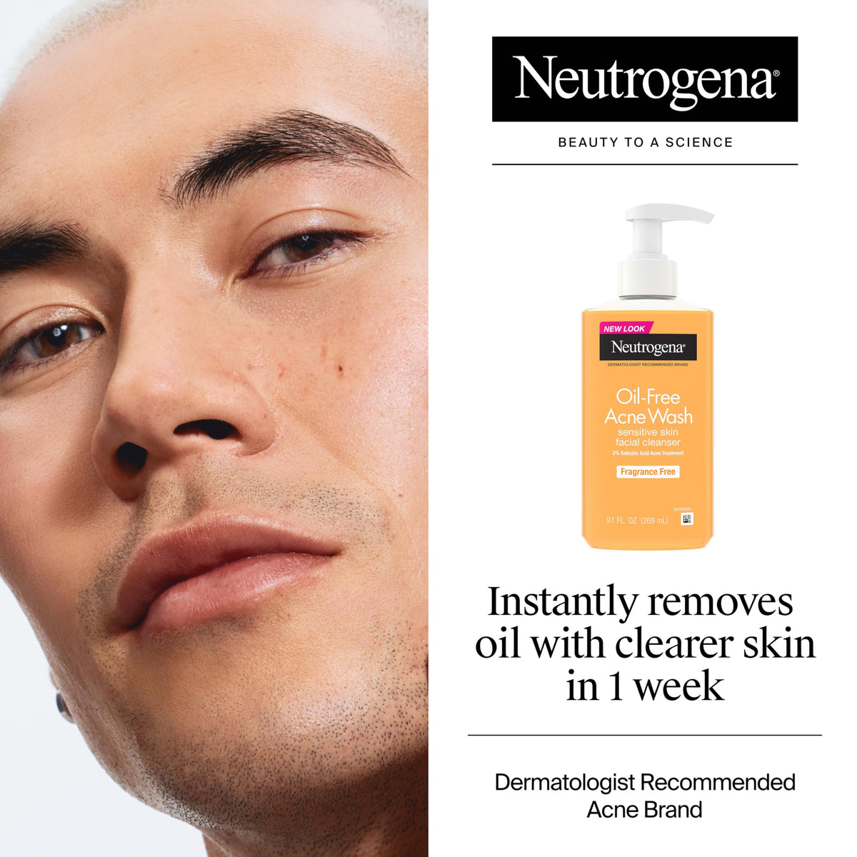 Neutrogena Oil Free Acne Face Wash, Fragrance Free, 9.1 fl oz Neutrogena