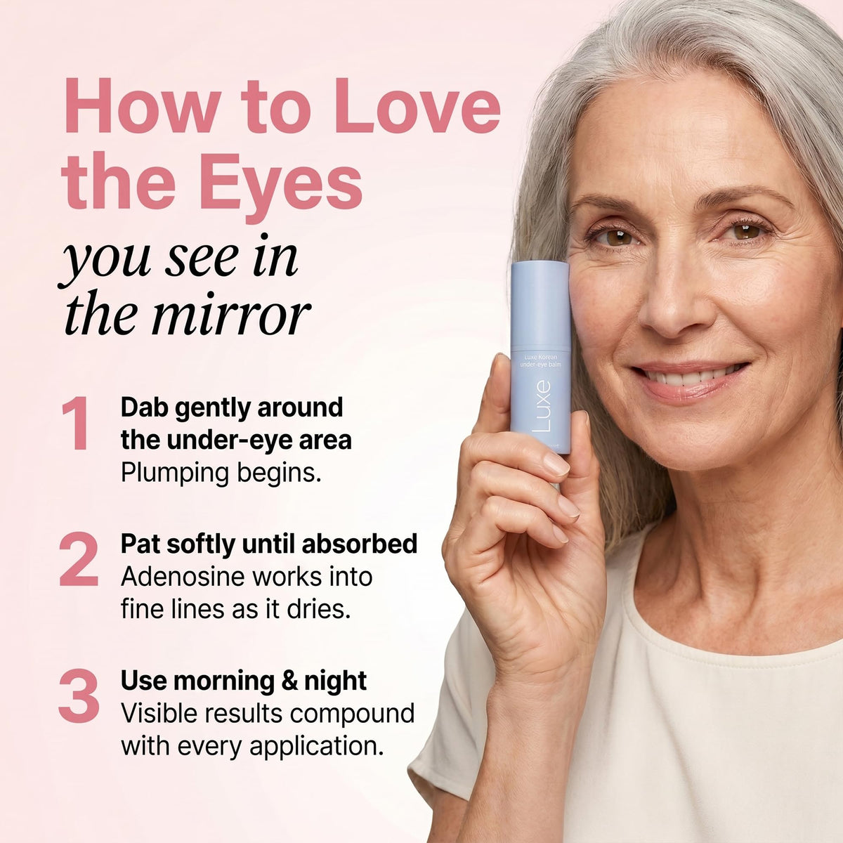 LUXE Korean Under Eye Balm – Lift & Firm 3-in-1 Multi Balm Stick, Hydrating, Smoothing, and Refreshing Eye Care for Dark Circles, Puffiness, and Fine Lines, with PDRN Collagen Extract LUXE