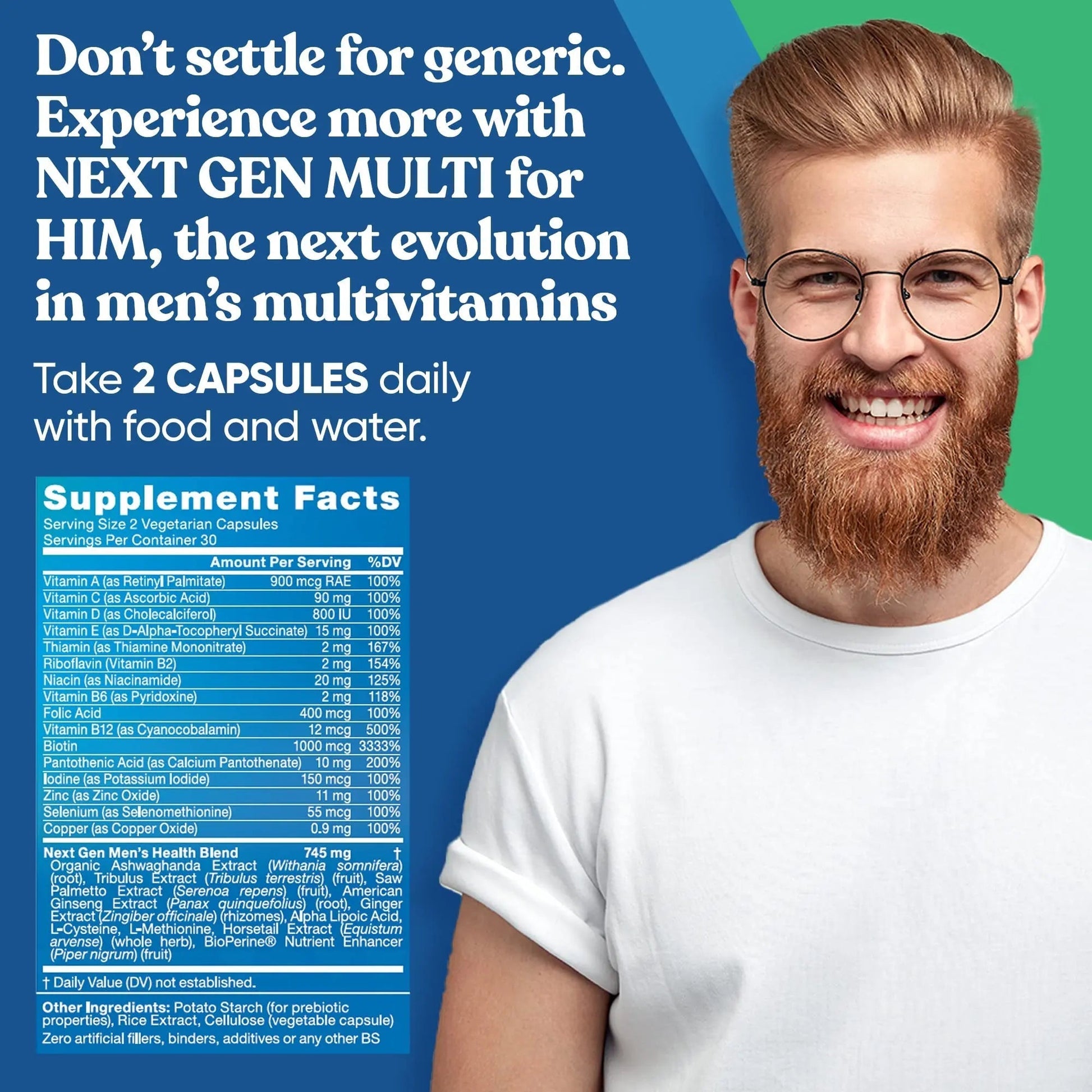 Next Gen Multi for Him Advanced Men’s Multivitamin Supplement – 26-in-1 Multiblend for Beard & Hair Growth, Men’s Reproductive Health Eu Natural buy australia supplements