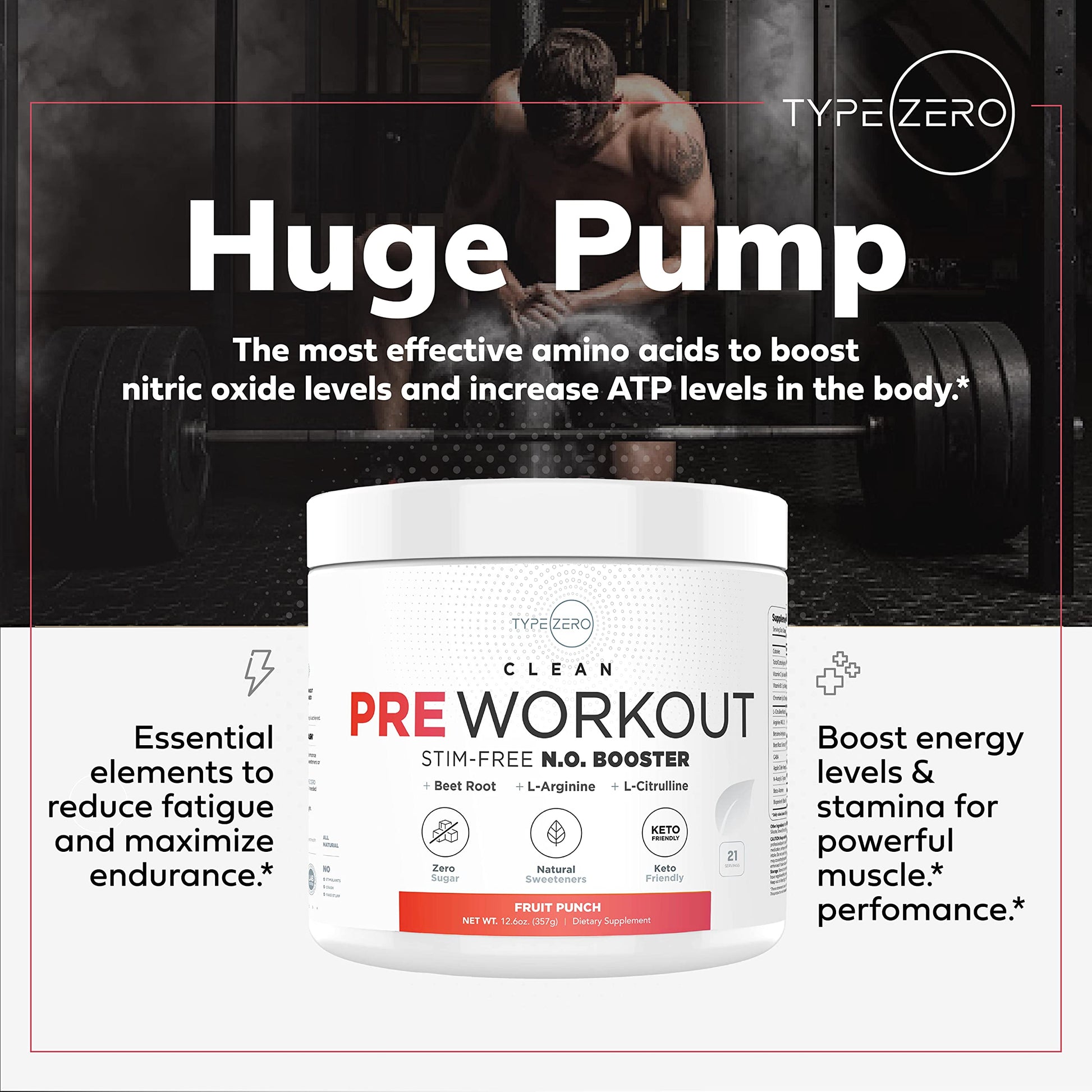 Ultra Clean Stim Free Pump Pre Workout + Nitric Oxide Booster (Fruit Punch) Beetroot, 7G Arginine Citrulline Malate, Betaine, Beta A, ACV+ - Sugar/Caffeine Free Natural Non Stim Preworkout Men & Women Type Zero buy australia supplements