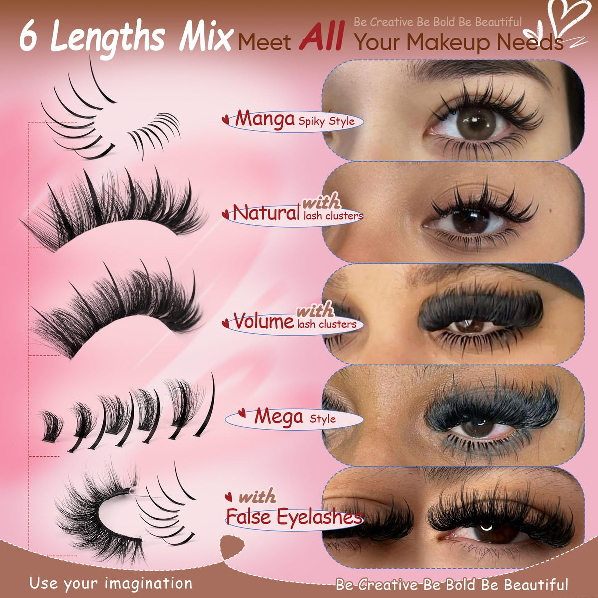CORUSCATE Lash Clusters Spiky Ultra Long 12-22mm Spikes 7-9mm Bottom Lash CORUSCATE