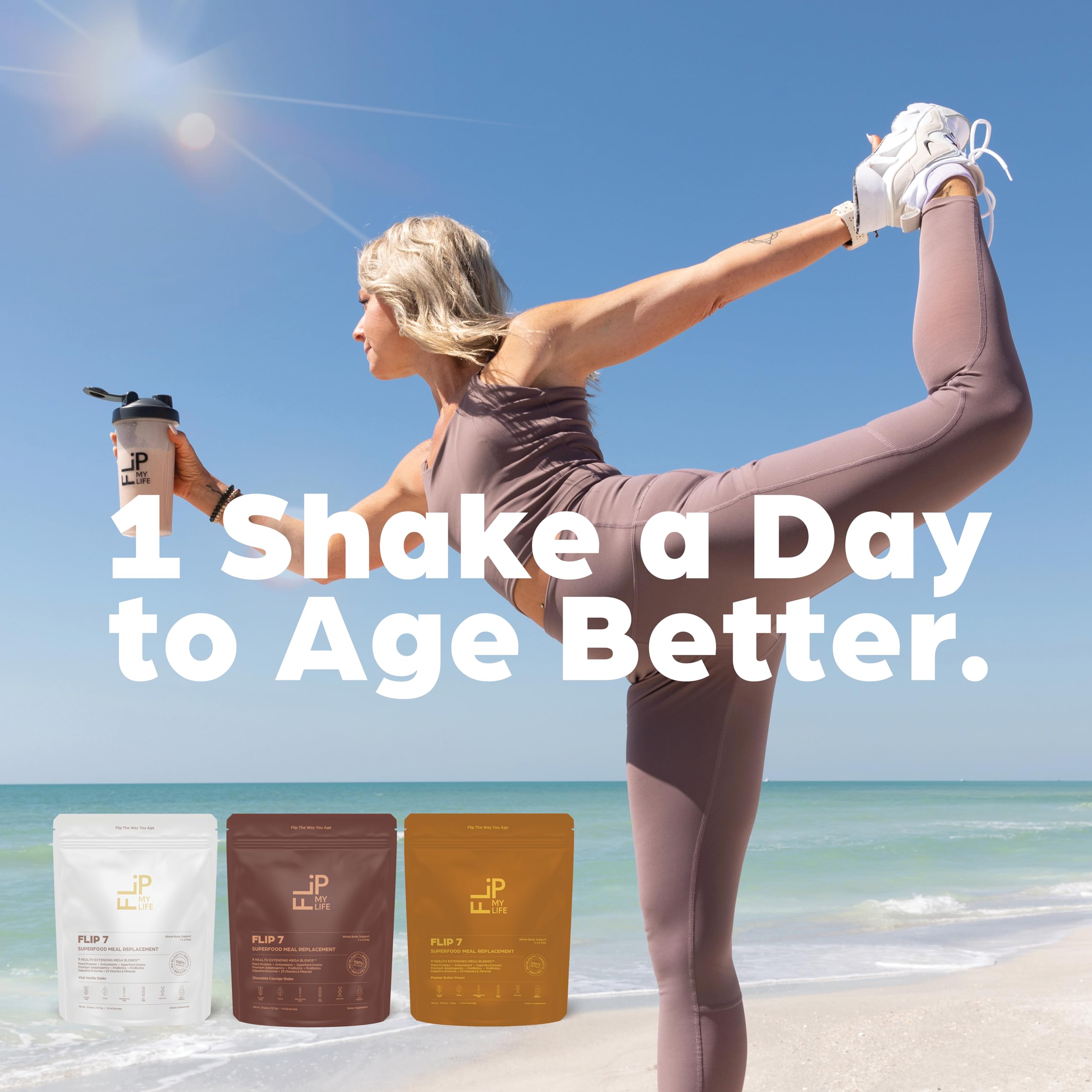 Flip My Life, Flip 7 Natural SuperFood, Plant-Based Protein, Complete Meal Replacement to Support Healthy Gut, 7 Mega Nutrient Rich Blends Flip My Life buy australia supplements