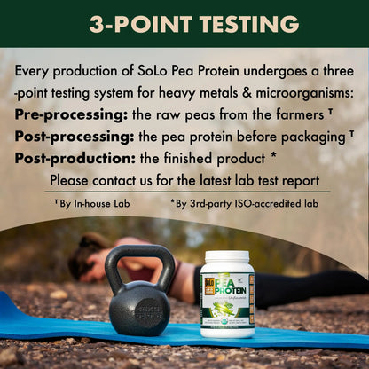 SOLO Organic Pea Protein Isolate, Low in Sodium, Canada Grown Peas, 100% Vegan, Non-GMO, Unflavored Plant Based Protein Powder with BCAA, Keto & Paleo Friendly, FOLONA