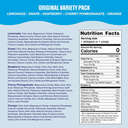 Ultima Replenisher Daily Electrolyte Powder – Original Variety Pack, 20 Stickpacks – Zero Sugar Hydration Packets with 6 Electrolytes and Minerals – Sugar Free Ultima Replenisher