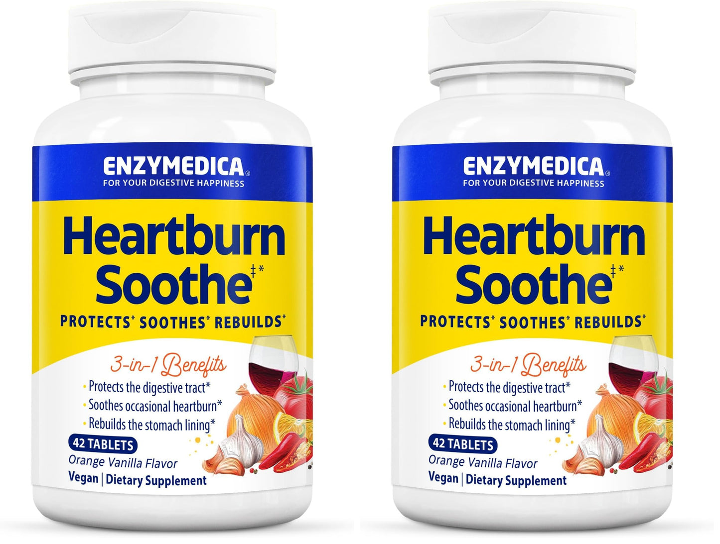 Enzymedica Heartburn Soothe Chewable Supplement, Vanilla Orange, 42 Tablets Gsupps Australia