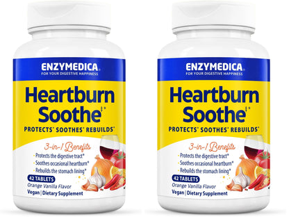 Enzymedica Heartburn Soothe Chewable Supplement, Vanilla Orange, 42 Tablets Gsupps Australia