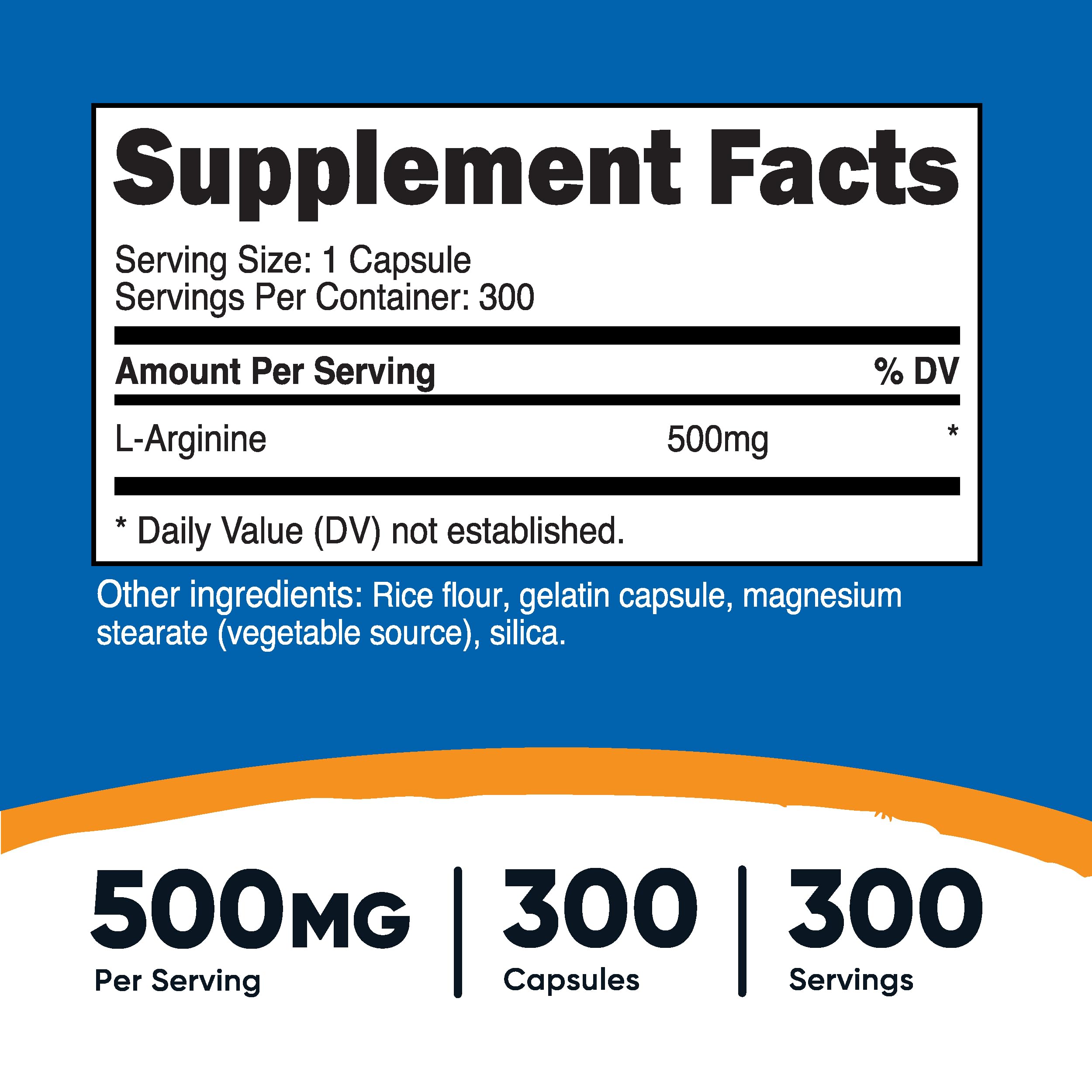 Nutricost L-Arginine 500mg, 300 Capsules - Gluten Free and Non-GMO Nutricost buy australia supplements