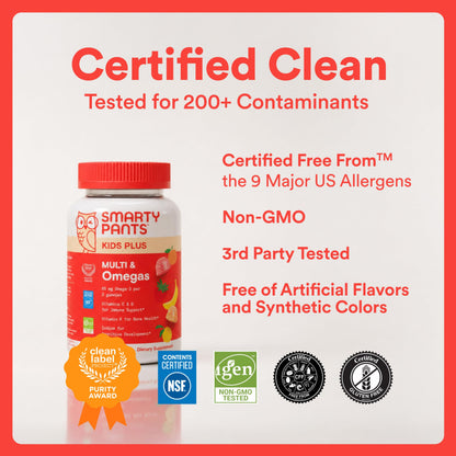 SmartyPants Kids Multivitamin Gummies with Omega 3 DHA/EPA, Vitamins D3, C, B12, B6, A, K, and Zinc, Gluten Free, Clean Label, Three Fruit Flavors, 60 Gummies (30 Day Supply) Gsupps Australia