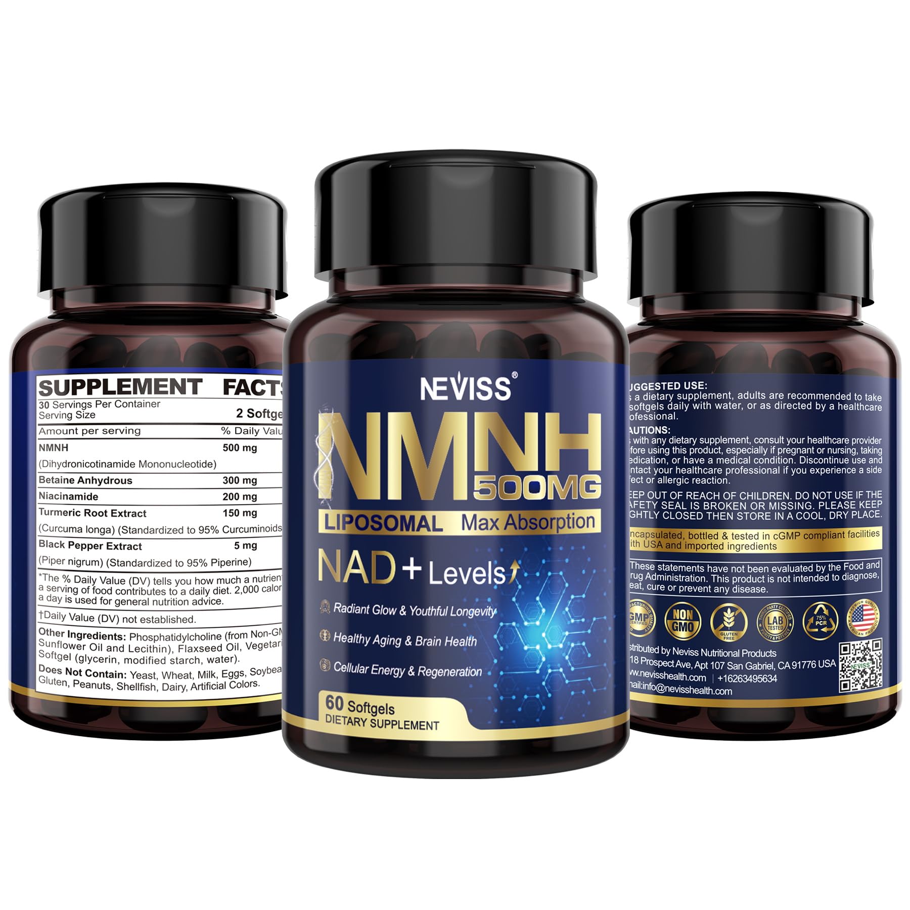 2Pack NAD+ Supplement, Next-Gen NMNH Liposomal 500mg, NR NMN Supplement Alternative, High Absorption NAD+ with Curcumin, Niacinamide for Cellular Energy, DNA Repair, Healthy Aging, 120 Softgels NEVISS buy australia supplements