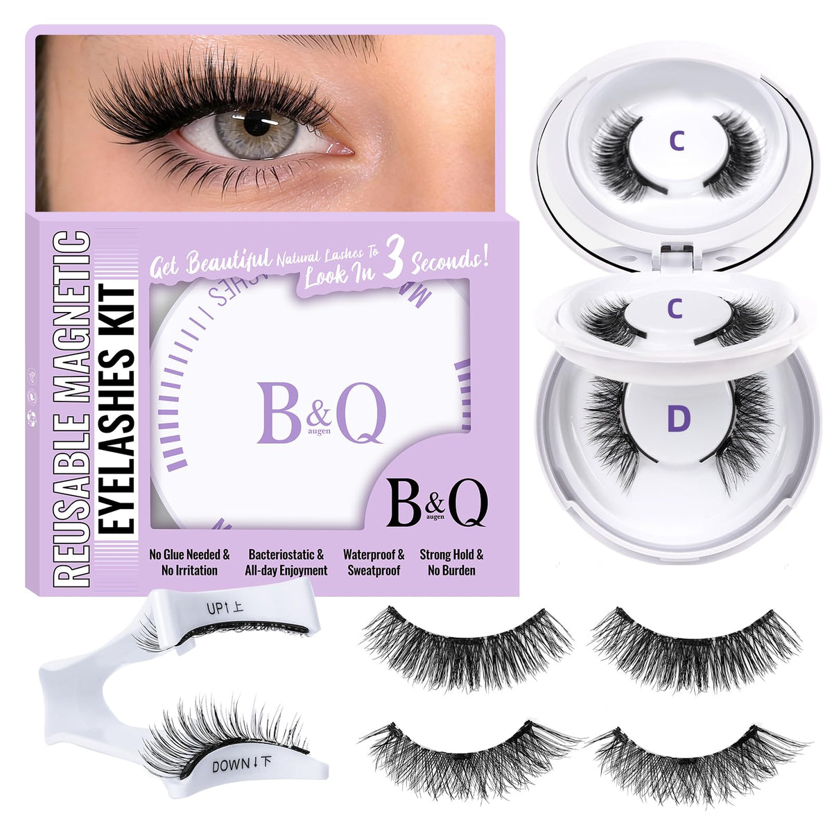 B&Q Magnetic Eyelashes with Applicator 2 Pair Natural Look Magnetic Lashes B&Qaugen