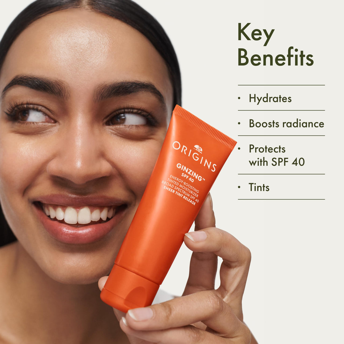 Origins GinZing Energy-Boosting Tinted Moisturizer with SPF 40 | Hydrates & Perfects | Skin Tint with Caffeine and Ginseng, 1.7 Fl Oz Origins