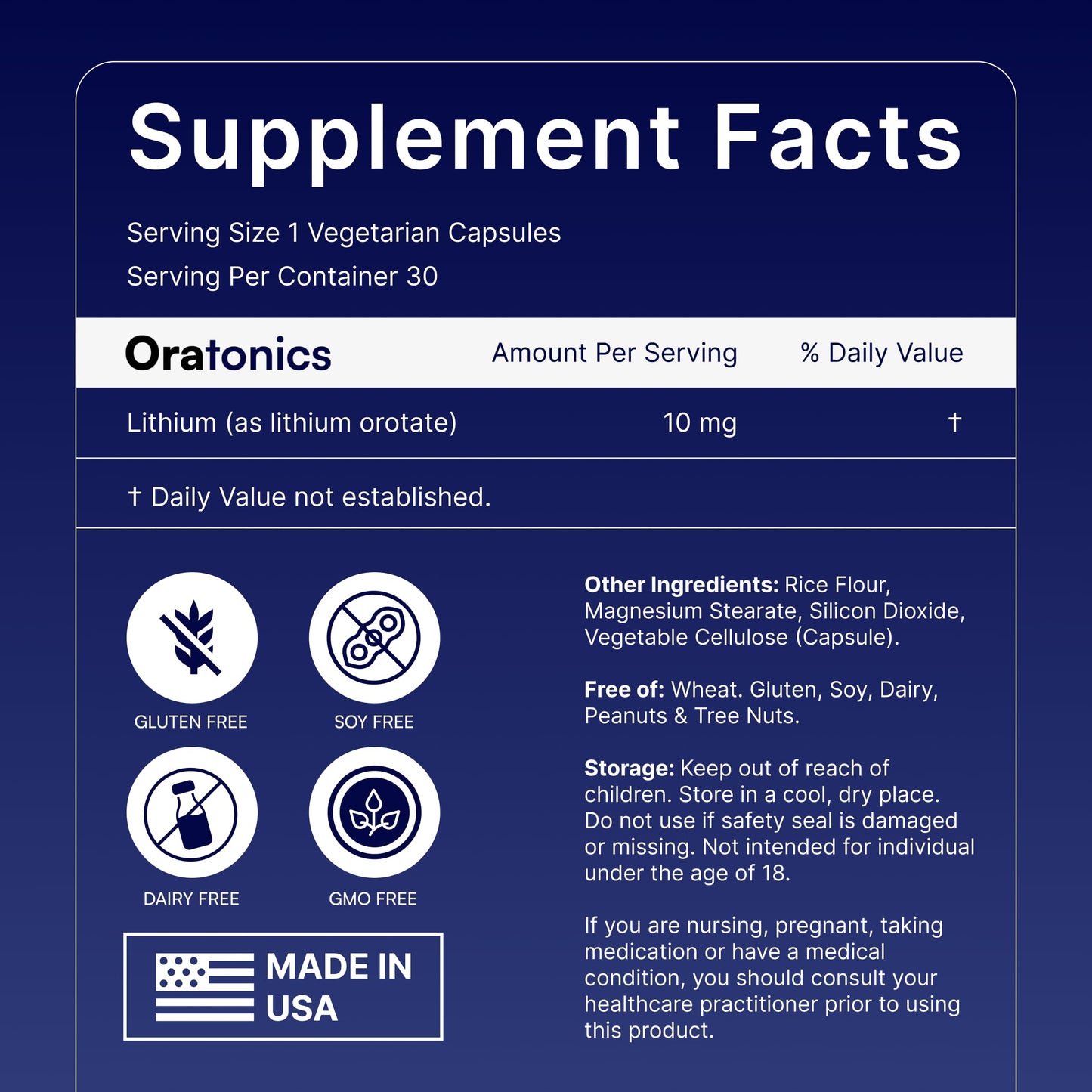 Oratonics Lithium Orotate 10mg – Trace Mineral Lithium Supplement for Daily Balance & Cognitive Clarity – Low-Dose, Highly Absorbable Formula – Vegan ORATONICS