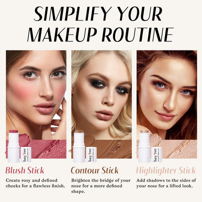 KIMUSE Face Sticks Trio, Blush, Highlighter & Contour Stick for Face Makeup KIMUSE