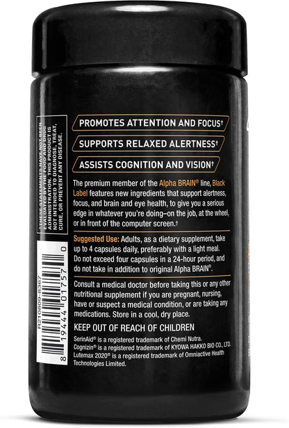 ONNIT Cognitive Performance Bundle: Alpha Brain Nootropic Capsules (90 Count) + Alpha Brain Black Label Capsules (80 Count), IGEN Non-GMO Tested Focus, Mental Clarity & Alertness, Pack of 2
