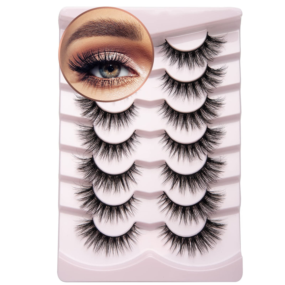 Onlyall Lashes Mink False Eyelashes Natural Wispy Lashes Soft Faux Mink Lashes Fluffy False Lashes 16MM A04 Onlyall