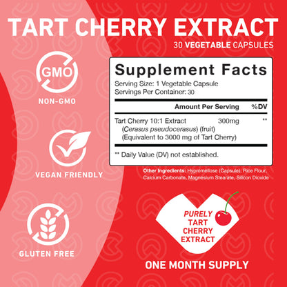 PUREFINITY Tart Cherry Capsules – Uric Acid Flush & Cleanse to Support Joint & Muscle Comfort with Raw Tart Cherry Extract, Non-GMO, Gluten Free, Vegan – 180 Count (6 Month Supply)