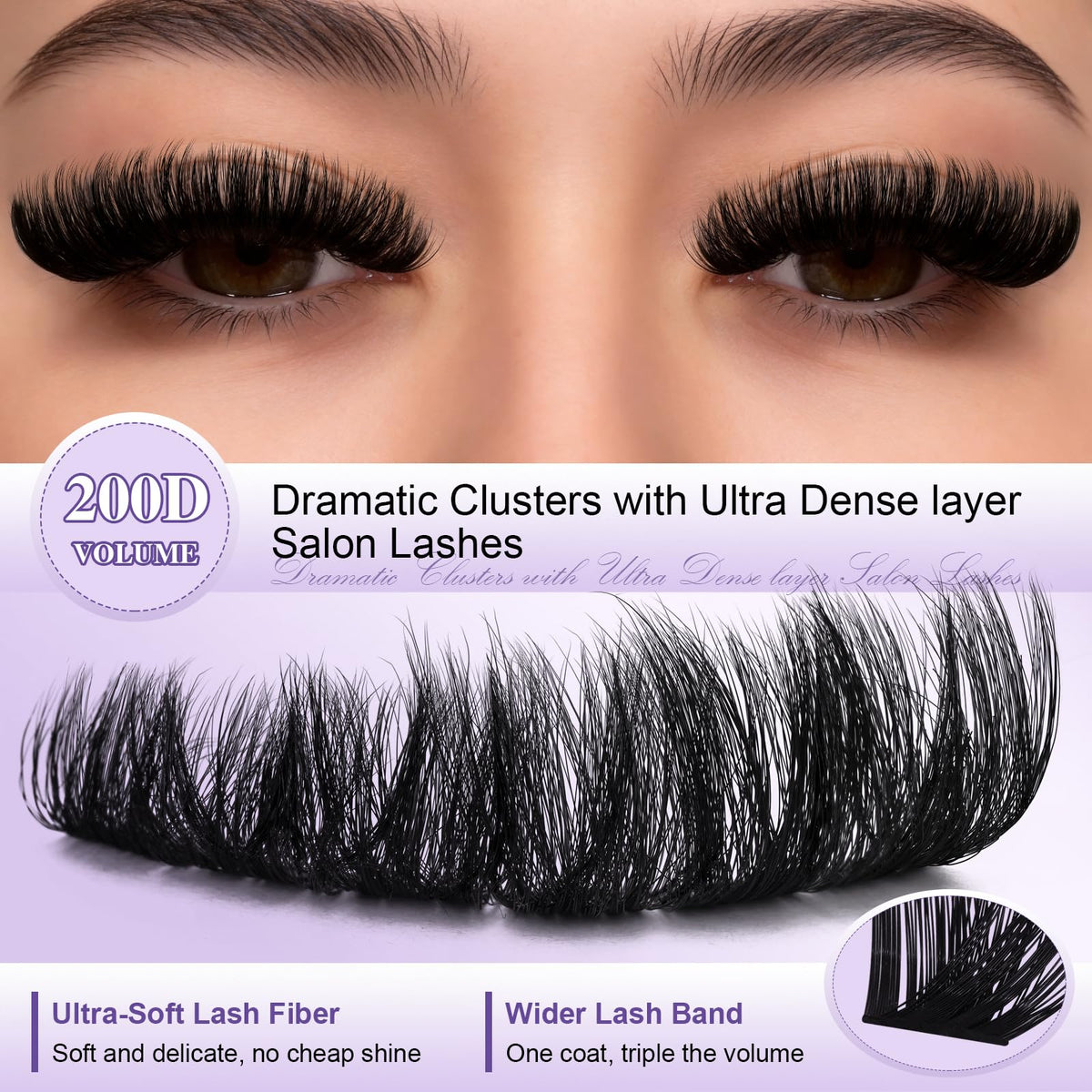 B&Q Fluffy Lash Clusters 200D,Dramatic Full Eyelash Clusters Volume 10-18mm B&Qaugen