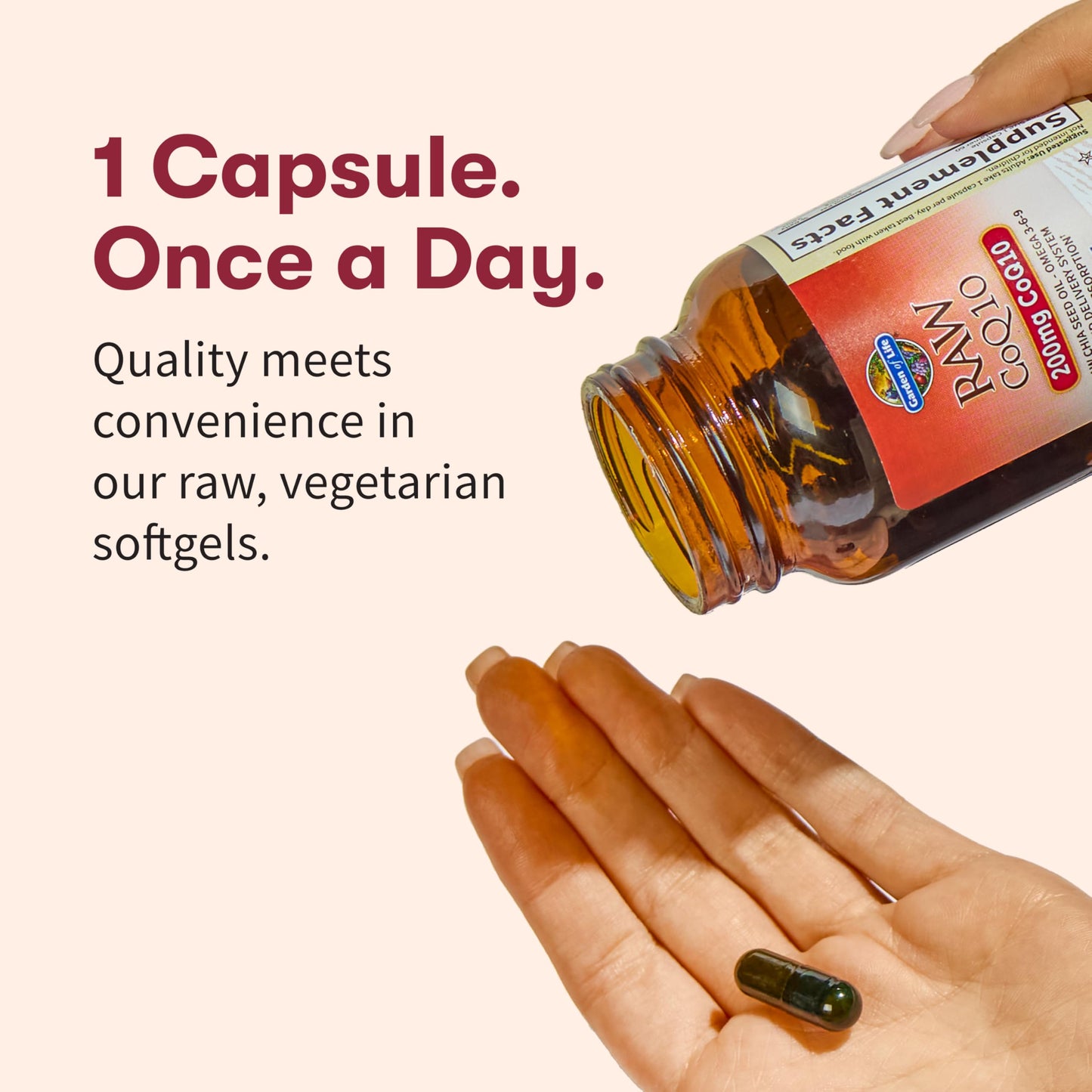 Garden of Life CoQ10 200mg, Vegetarian Omega 3 6 9 Supplement Raw Co Q 10 Chia Seed Oil, Whole Food Nutrition with Antioxidant Support Garden of Life