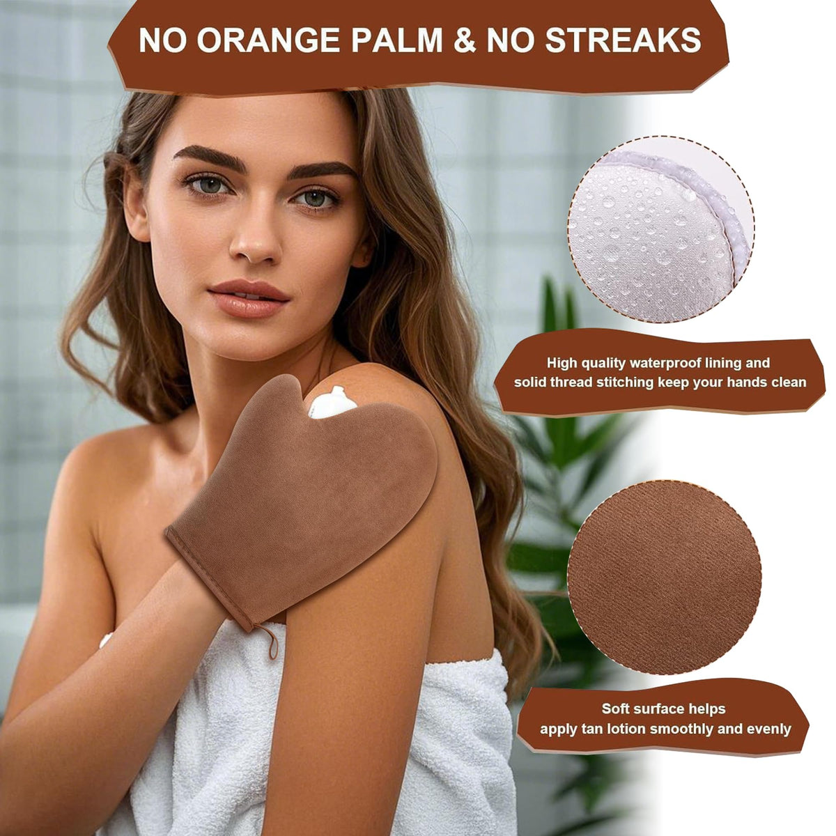 4 in 1 Luxury Velvet Tanning Mitt, Self Tanner Brush, Back Tan Applicator ANSPHIE