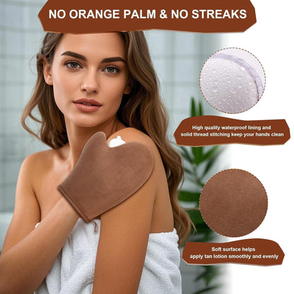 4 in 1 Luxury Velvet Tanning Mitt, Self Tanner Brush, Back Tan Applicator ANSPHIE