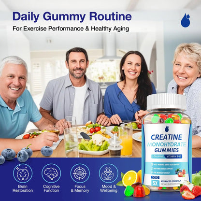 MaxHemp Creatine Gummies for Men & Women - Creatine Monohydrate Gummies 5g, Muscle Builder, Energy Boost & Pre-Workout Supplement, MaxHemp