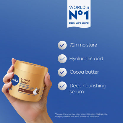 NIVEA Cocoa Butter Body Cream with Hyaluronic Acid, 16 OZ NIVEA