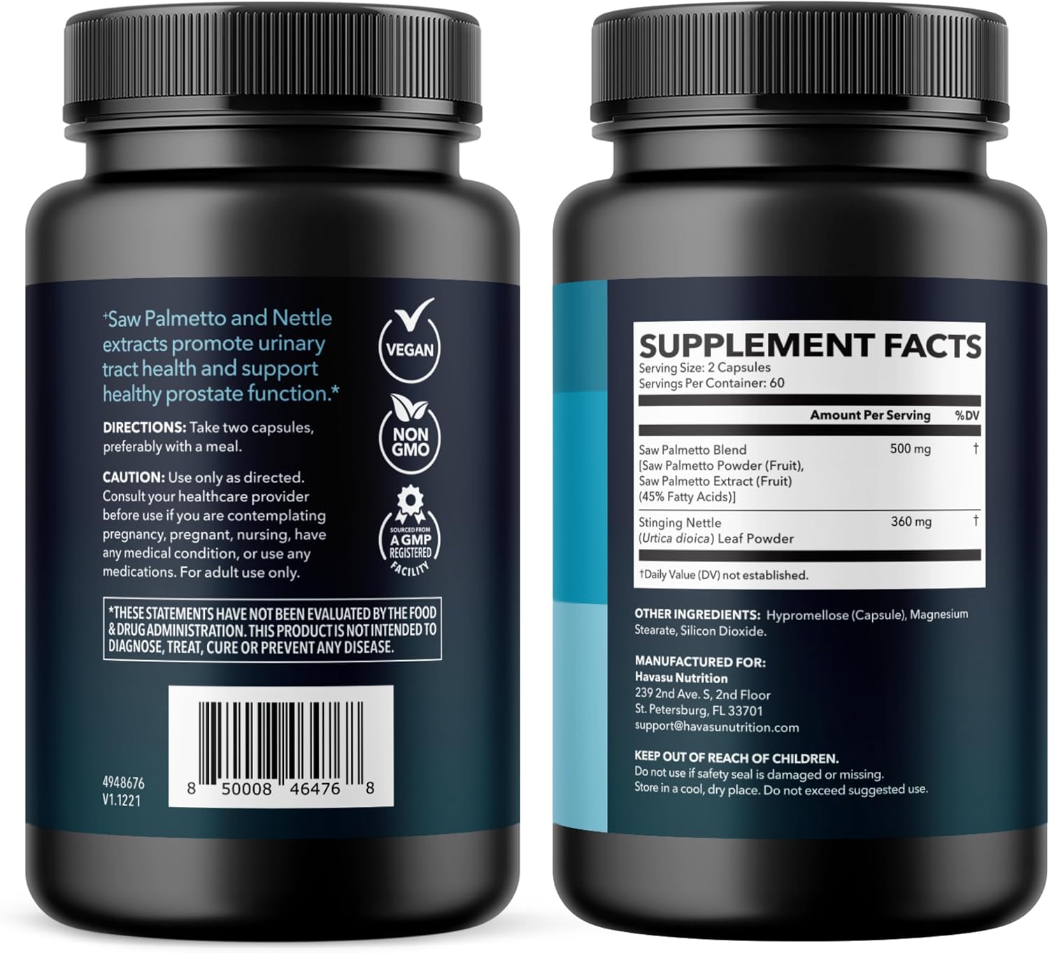 Saw Palmetto and Nettle Root Extract, Prostate Health Supplement, 120 Count | DHT Blocker and Prostate Health Supplement for Men, Supports Urinary Tract Health and Flow, Vegan, Non-GMO, 60-Day Supply Gsupps Australia