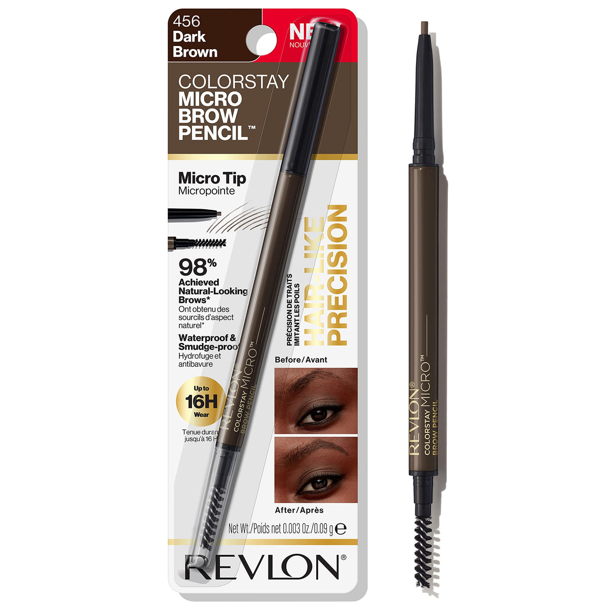 Revlon ColorStay Micro Brow Pencil, 456 Dark Brown, 0.003 oz REVLON