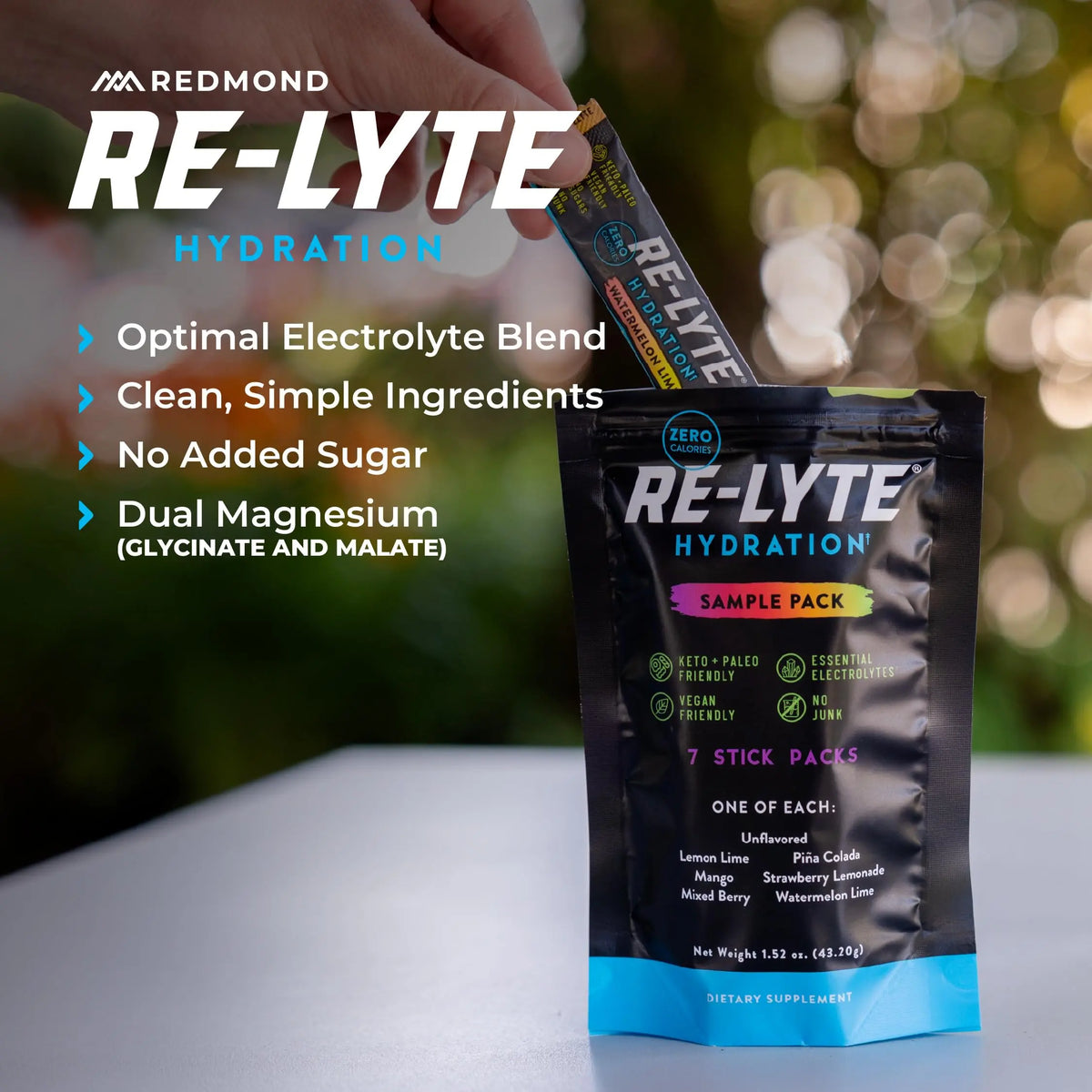 REDMOND Re-Lyte Hydration Electrolyte Powder Drink Mix Variety (7 Stick Packs) REDMOND
