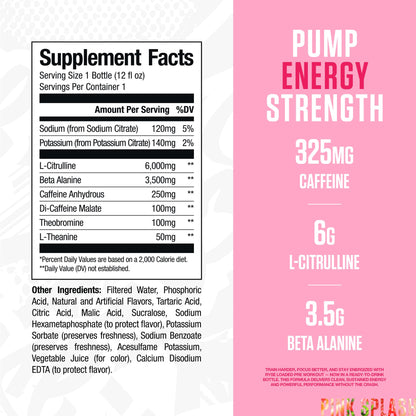 RYSE Loaded Pre Workout Drink - Ring Pop Cherry - Sugar-Free, Ready to Drink Energy Supplement with 325mg Caffeine, Citrulline & Beta Alanine for Focus & Pump - 12 fl oz Bottles (Pack of 12)
