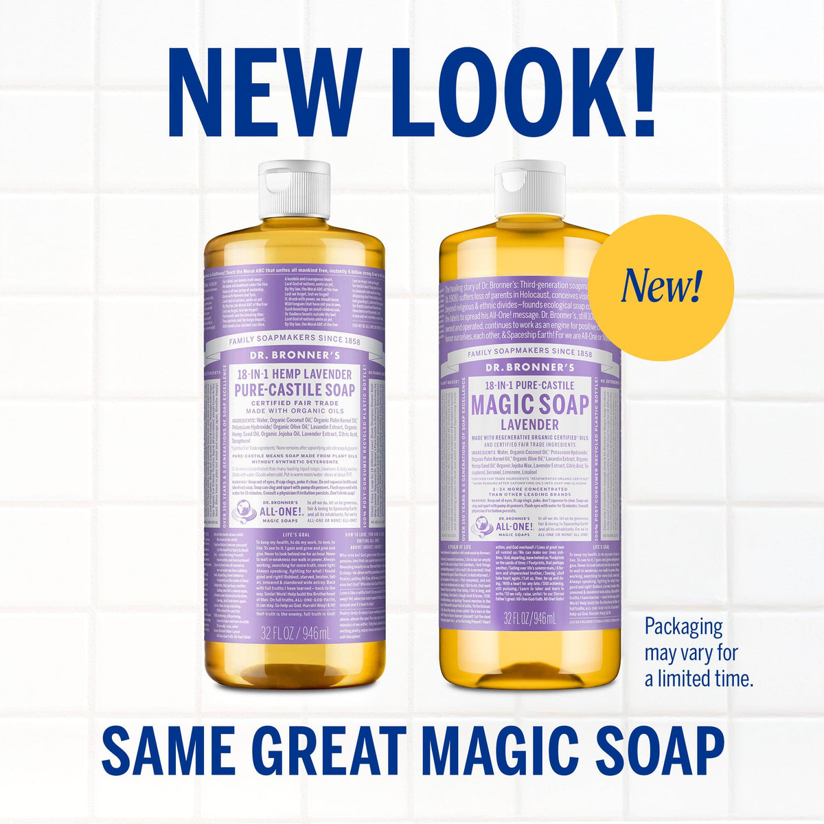 Dr. Bronner's Pure-Castile Liquid Soap, Made with Organic Oils, 18-in-1 Uses: Face, Body, Hair, Laundry, Pets and Dishes, Concentrated, Vegan, Non-GMO, Lavender, 32 Oz Dr. Bronner's