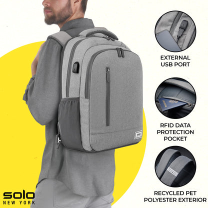 Solo New York Laptop Backpack for Women & Men -Carry On Bookbag for Travel & Work, Lightweight Bag, Side Mesh Pockets, Fits 15.6" Computer - Re:Define, Black Gsupps Australia