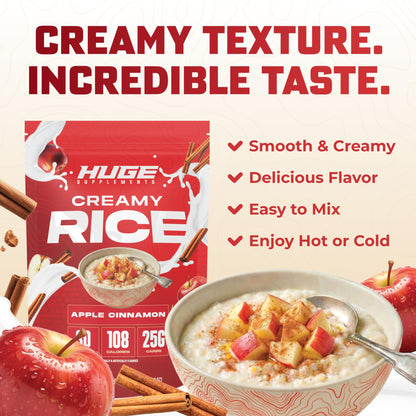 Huge Creamy Rice, Maple Brown Sugar, Rice Cereal (Cream of Rice Style), Quick & Easy Preparation, Fast-Digesting Carbohydrates, Sugar-Free, Creamy Texture, Pre & Post Workout Fuel, 30 Servings
